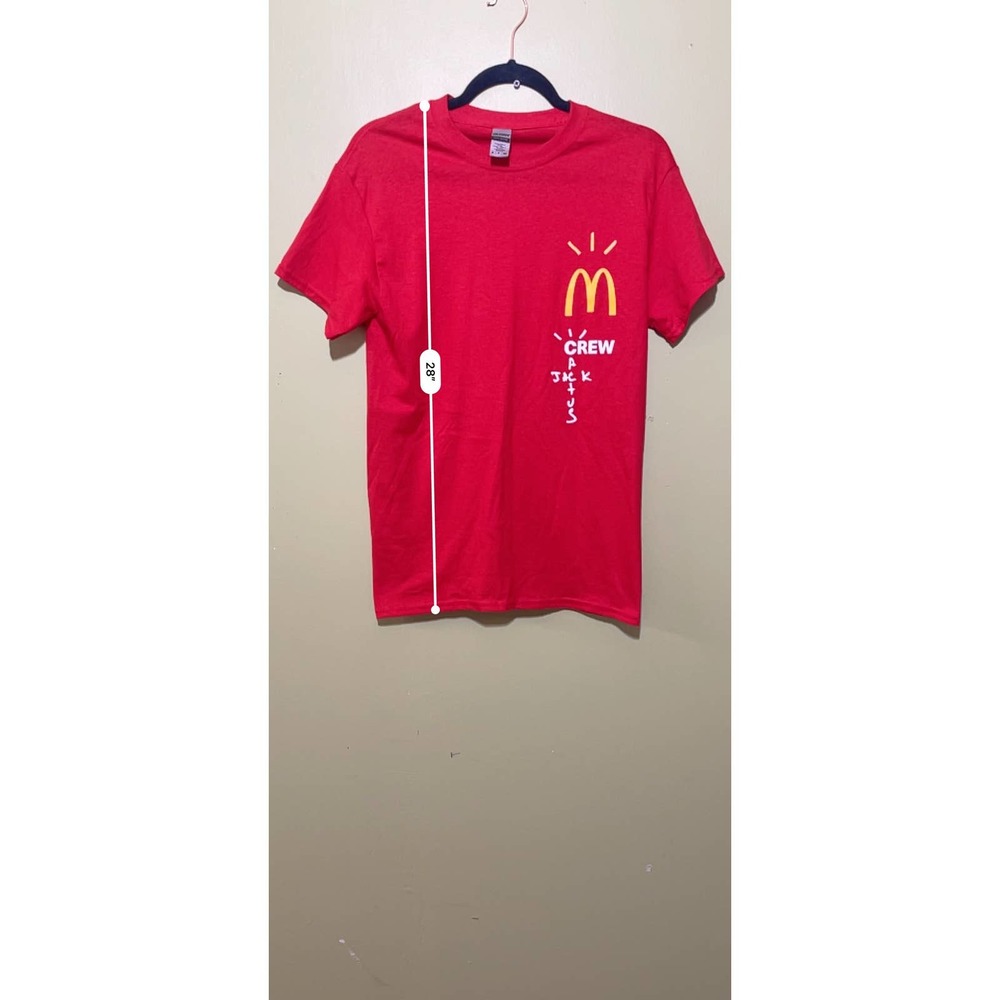 Cactus Jack x McDonald Crew Gildan Small Mens Tshirt Red